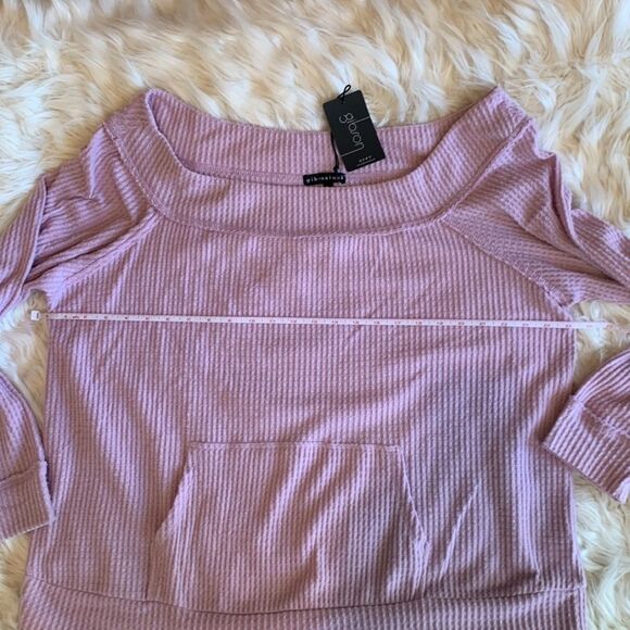 Off the Shoulder Lilac Waffle Knit Top GIBSONLOOK Size XL NWT - Picture 4 of 8